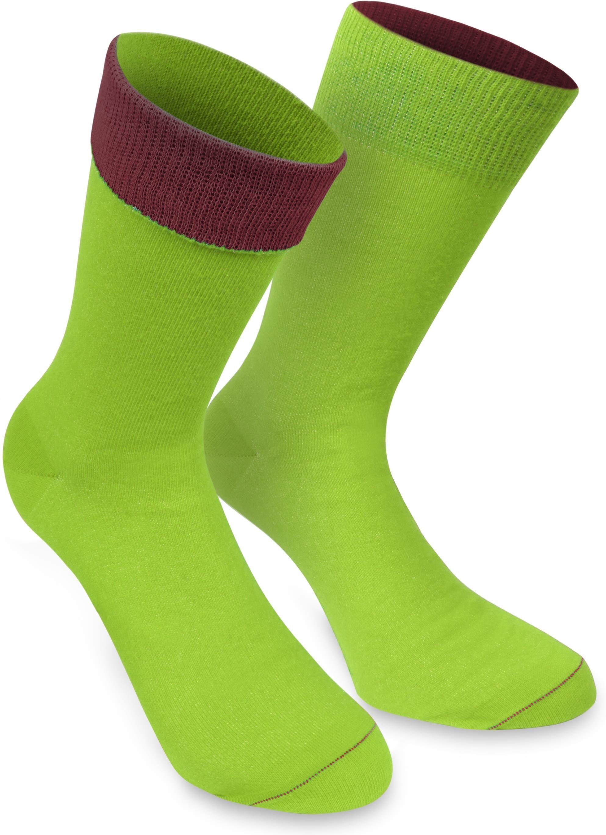 normani Basicsocken Bund Limette/Beere Socken Bi-Color abgesetzter Paar) 1 (1 farbig Paar