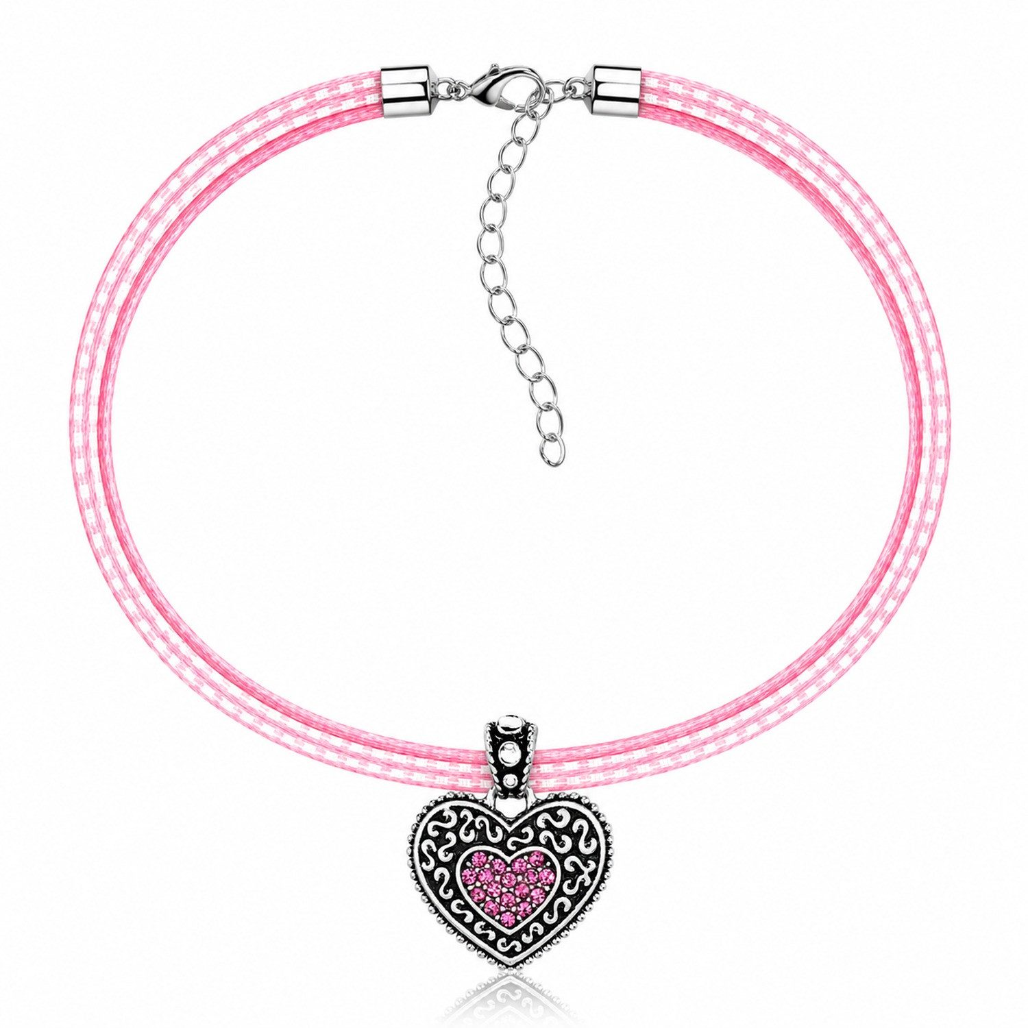 LUISIA® Herzkette LUISIA® Kinder Halskette "Herz" kariert mit Kristallen von Swarovski® – Bild 4 von 5
