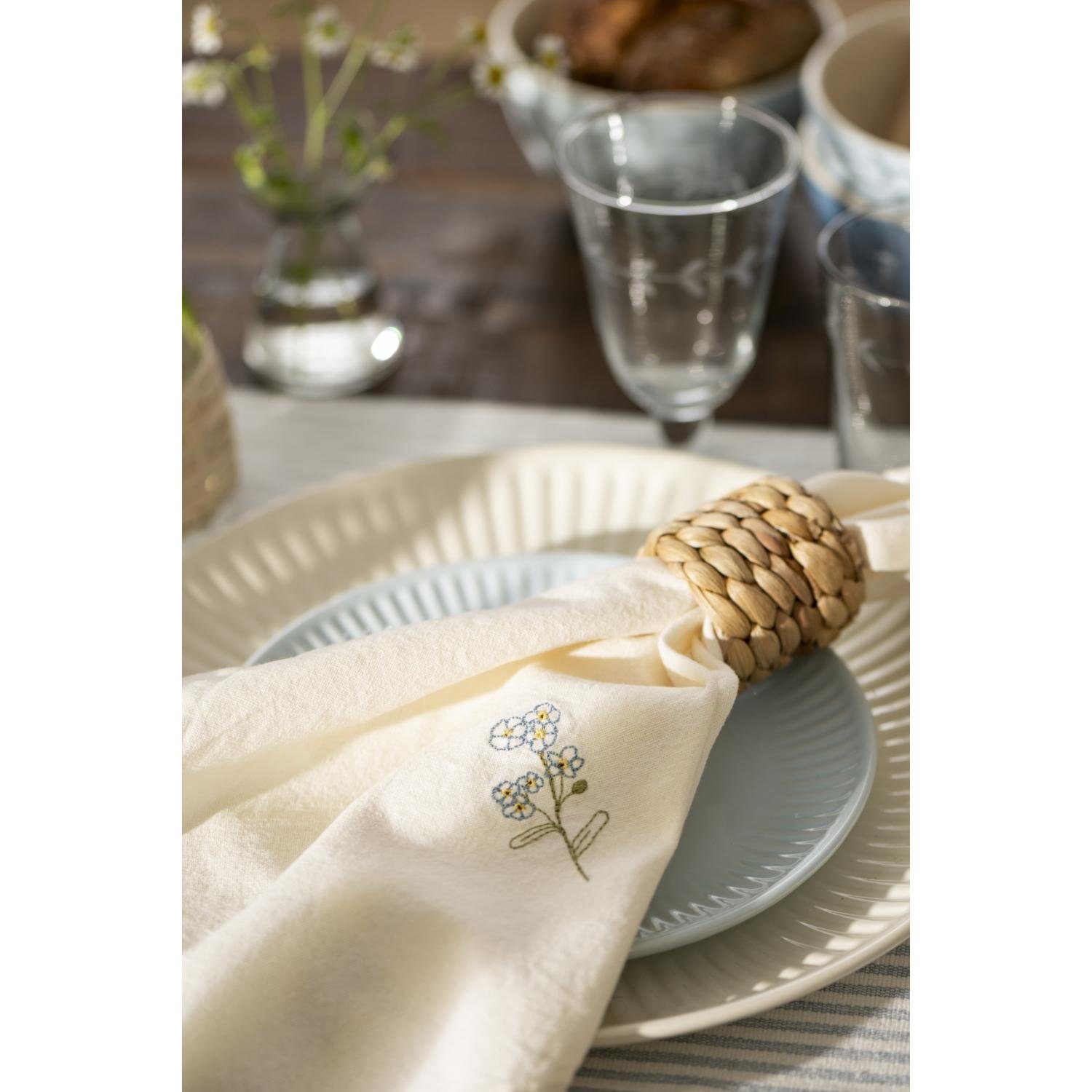 Ib Laursen Serviettenhalter Ib Laursen Stoffserviette Flora Butter Cream mit Vergissmeinnicht (40x