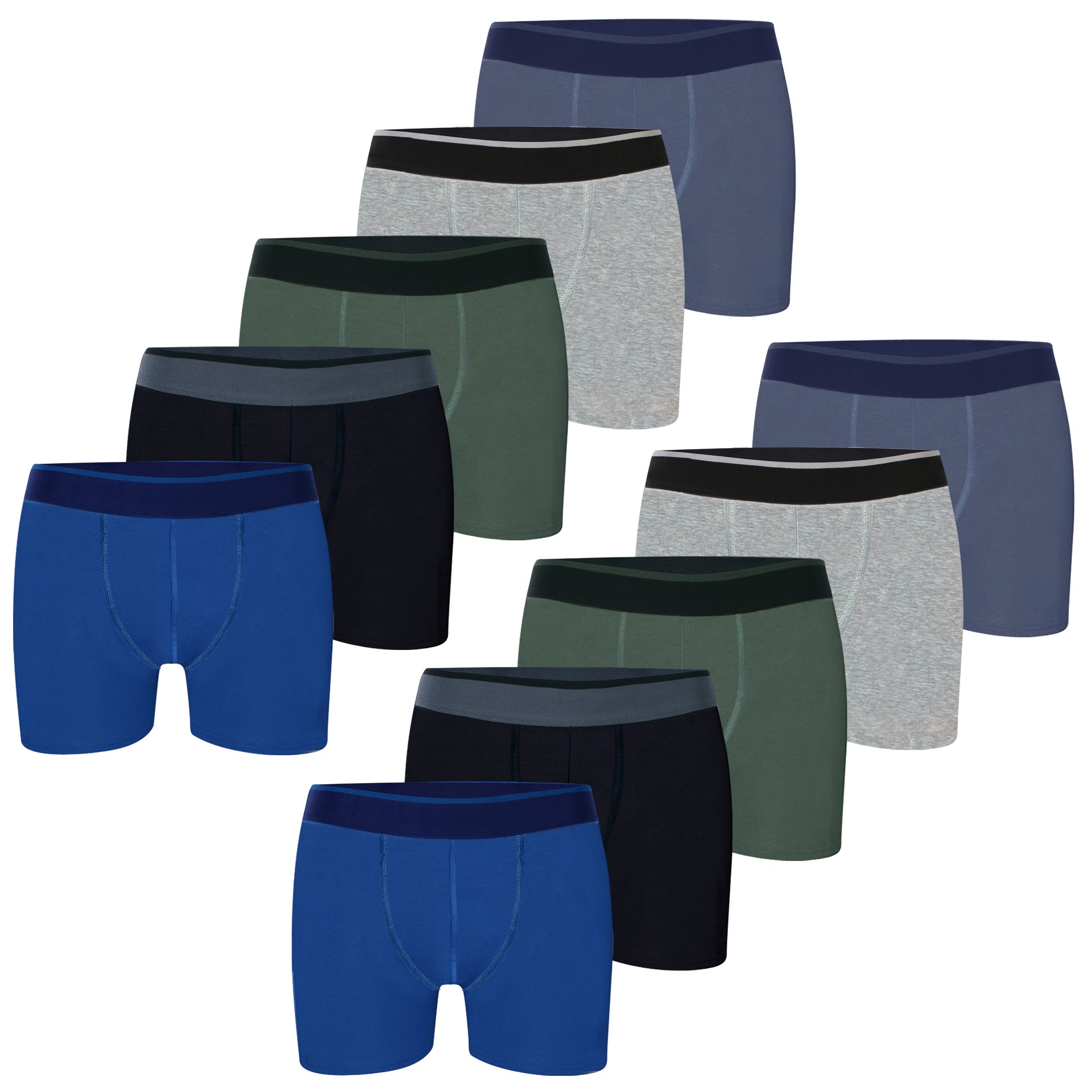 LOREZA Boxershorts 10er Set Jungen Boxershorts Baumwolle - Streifen - Bunt (Spar-Packung, 10-St)