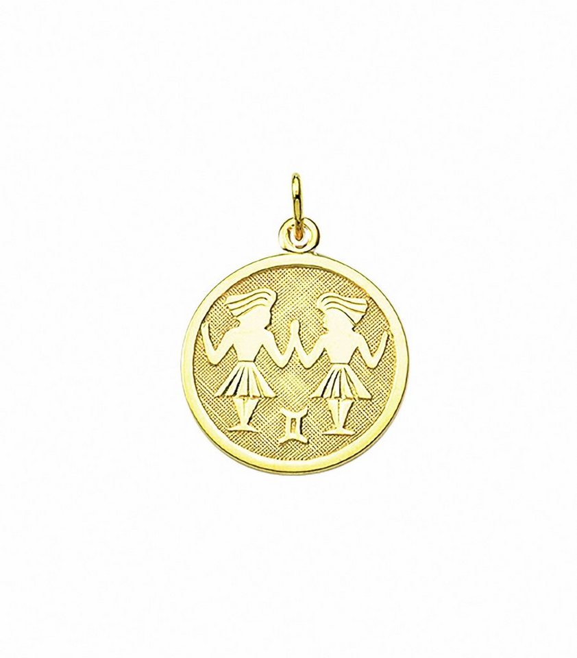 Adelia´s Kette mit Anhänger 333 Gold Sternzeichen Anhänger Zwilling Ø 16  mm, Schmuckset - Set mit Halskette, Geschenke - Geschenkset für Damen &  Frauen zum Geburtstag