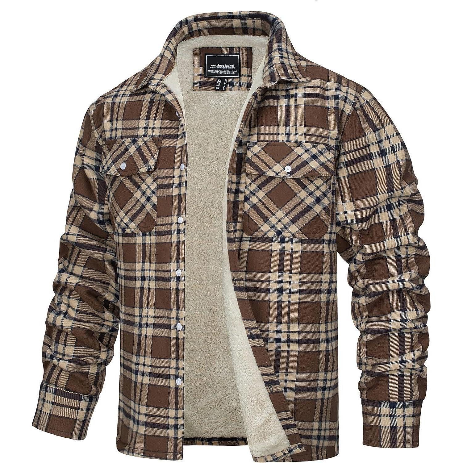 LuxusKollektion Hemdjacke Thermohemd Herren Fleece Holzfällerhemd Winter Innenfleece S Braun