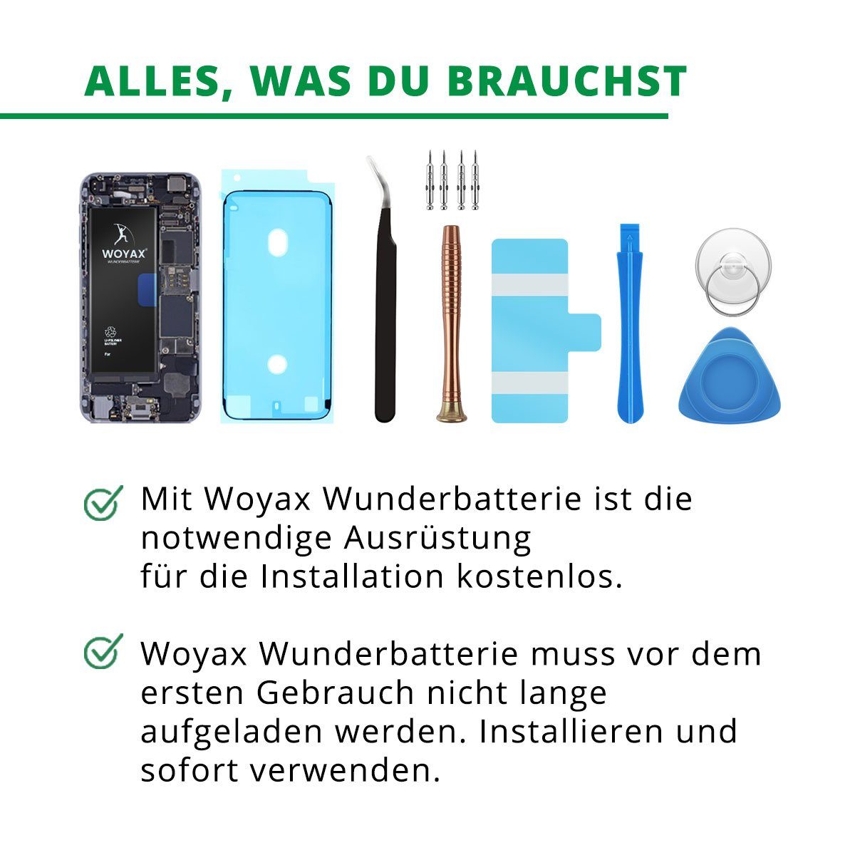 Wunderbatterie Woyax 2510 für Akku iPhone V) Hohe Ersatzakku (3,85 mAh Handy-Akku Mini Kapazität 12
