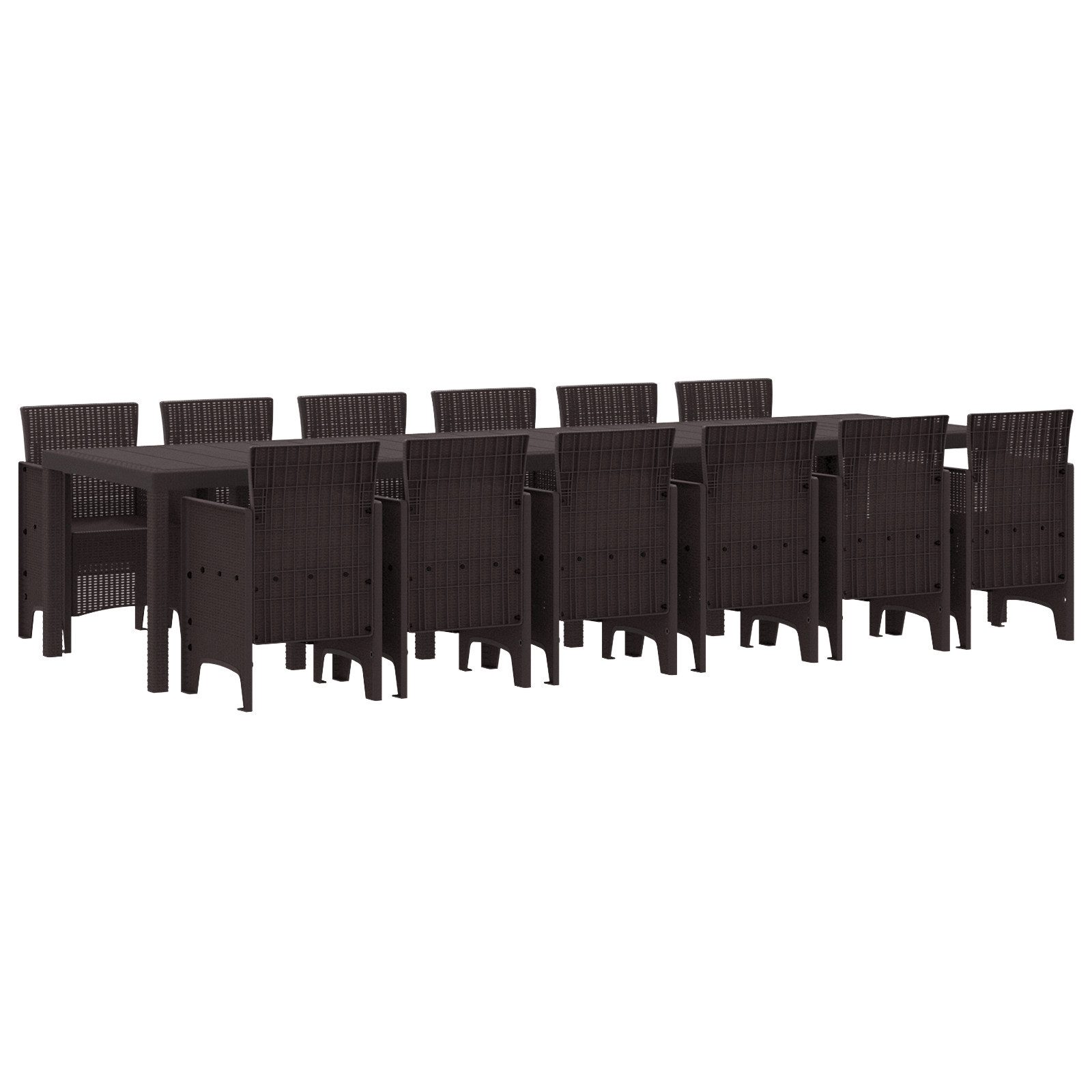 vidaXL Gartentisch 13-teilige Garten-Essgruppe Braun Poly-Rattan günstig online kaufen