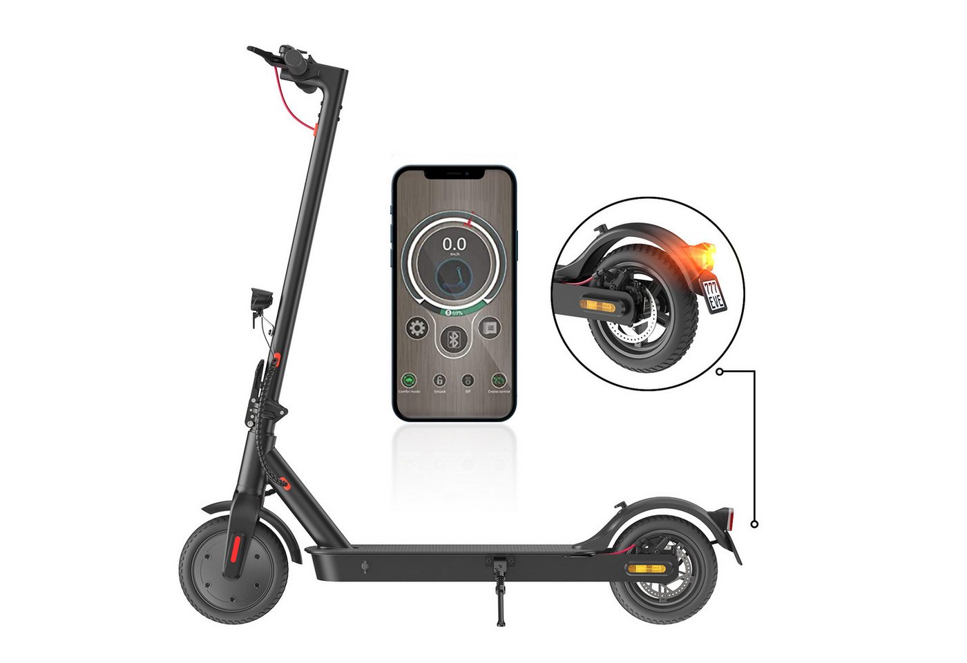 iSinwheel E-Scooter mit Straßenzulassung (ABE), 30 km Reichweite, faltbar, mit App, 20 km/h, leicht, schnell und zuverlässig