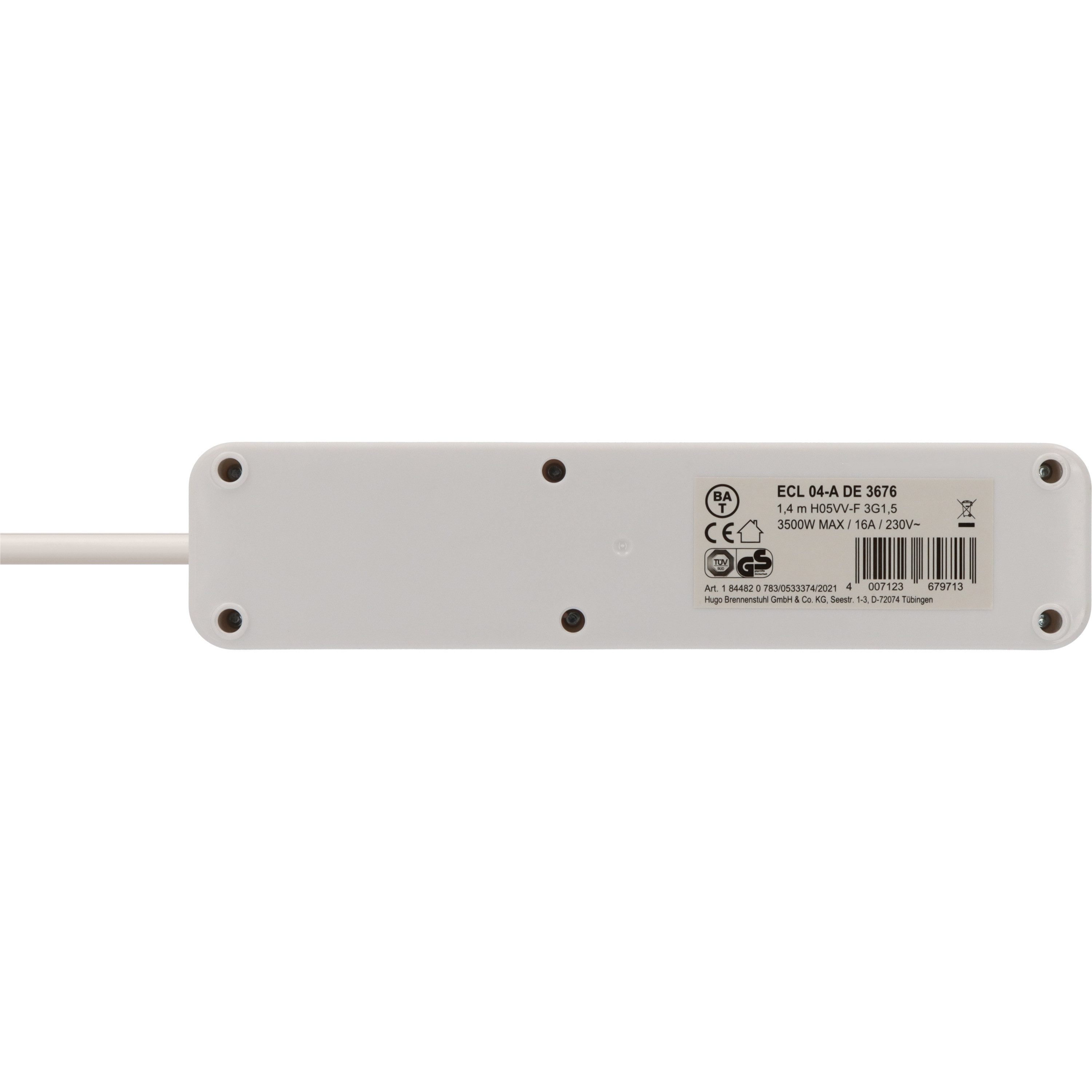 Brennenstuhl Steckdosenleiste 4-fach mit Schalter, Flachstecker und 1,4m Kabel Steckdosenleiste 4-fach (Kabellänge 1.4 m) – Bild 3 von 5