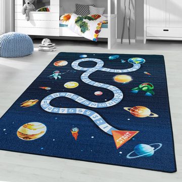 Kinderteppich Teppich für den Flur oder Küche Weltraum Design, Stilvoll Günstig, Läufer, Höhe: 7 mm