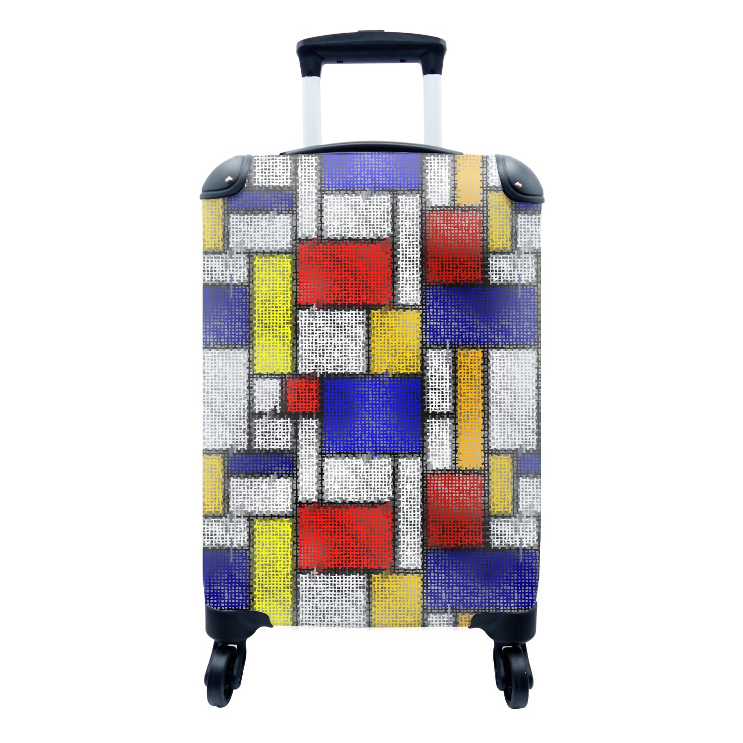 MuchoWow Handgepäckkoffer Piet Mondrian - Gelb - Blau - Rot, 4 Rollen, Reisetasche mit rollen, Handgepäck für Ferien, Trolley, Reisekoffer
