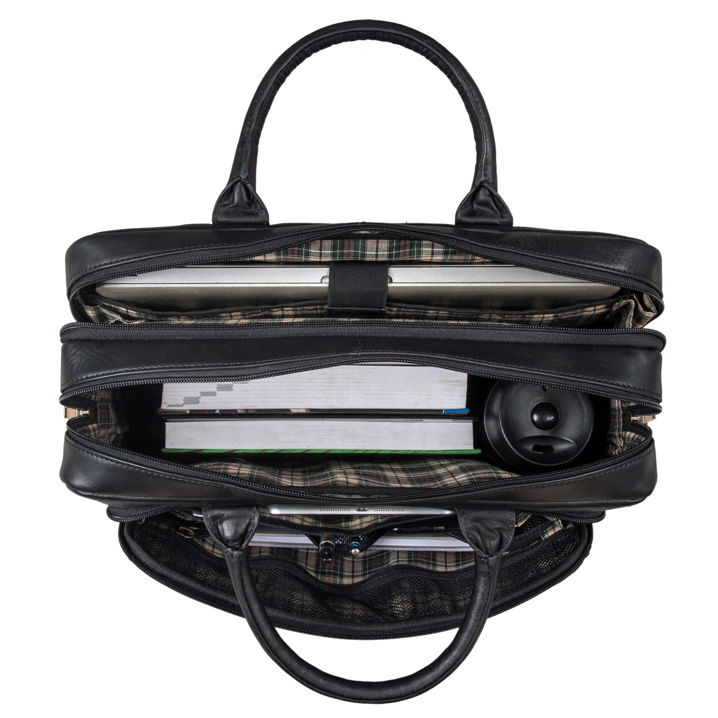 Benthill Aktentasche Echt Leder Laptoptasche Notebooktasche Umhängetasche Laptoptasche, Schultergurt / Umhängegurt Reißverschlussfach