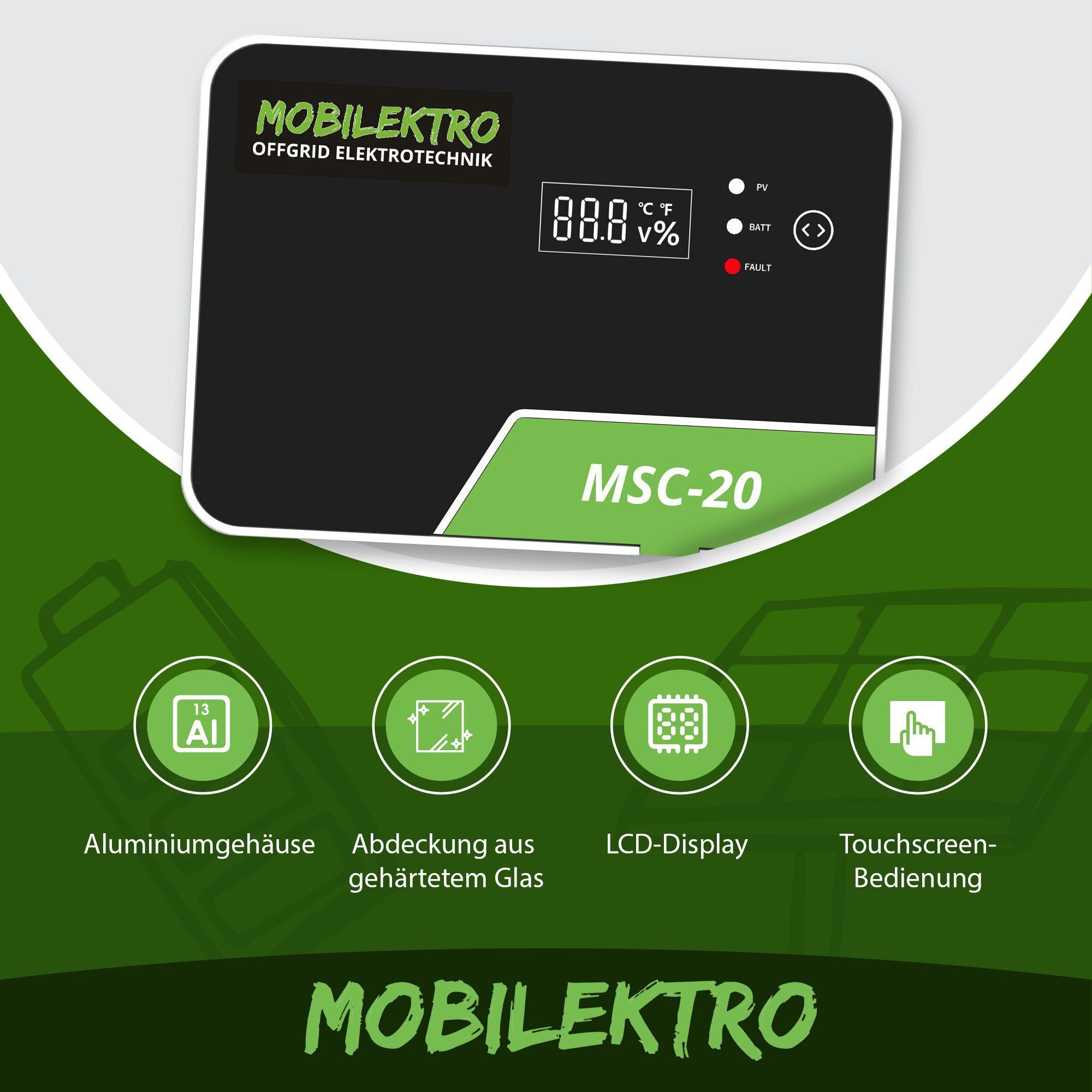 MOBILEKTRO Solarladeregler 20A/30A/40A, MPPT 12V/24V MSC
