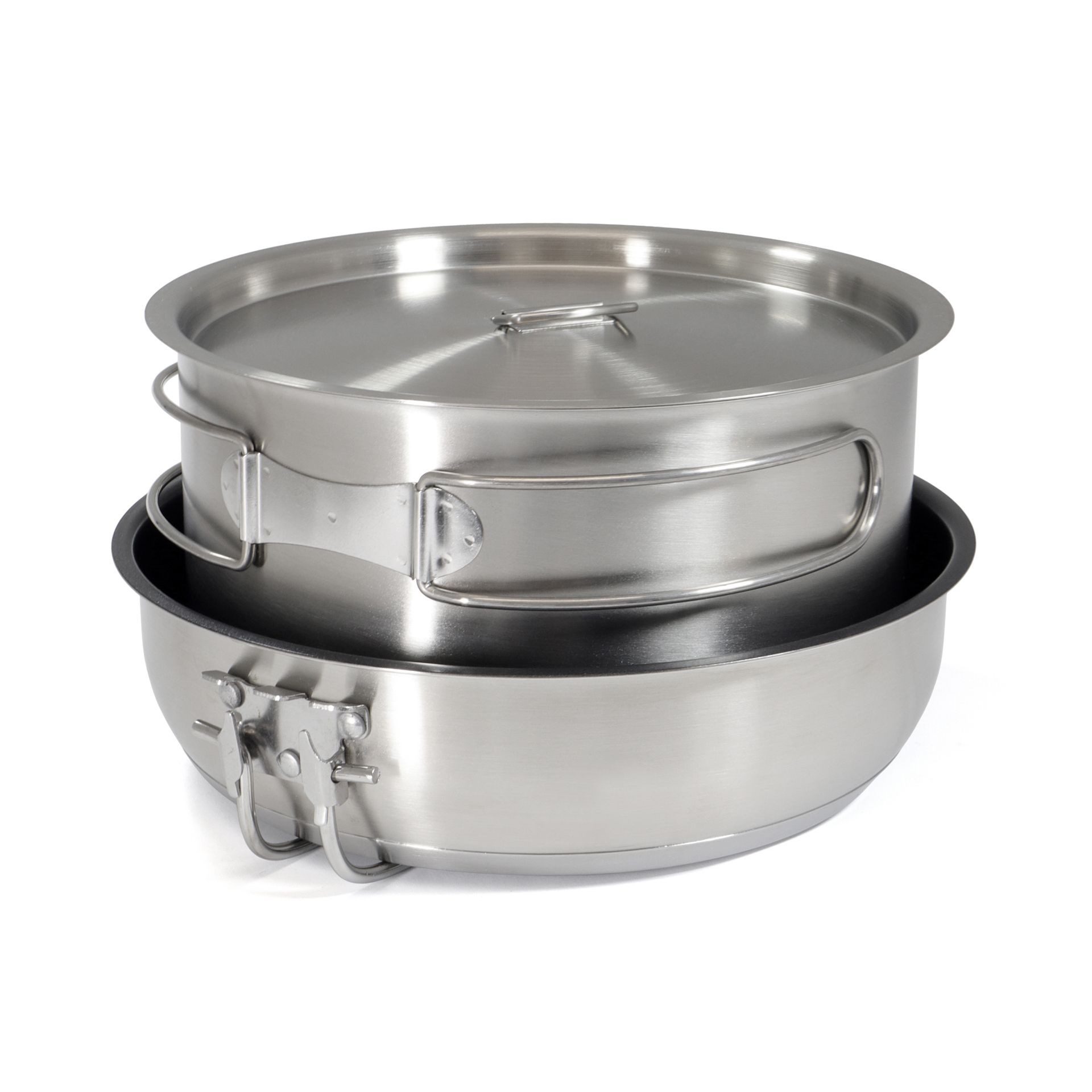 Origin Outdoors Topf-Set Origin Outdoors Edelstahlkochset 'Non-Stick', Camping, Outdoor, (3-tlg)