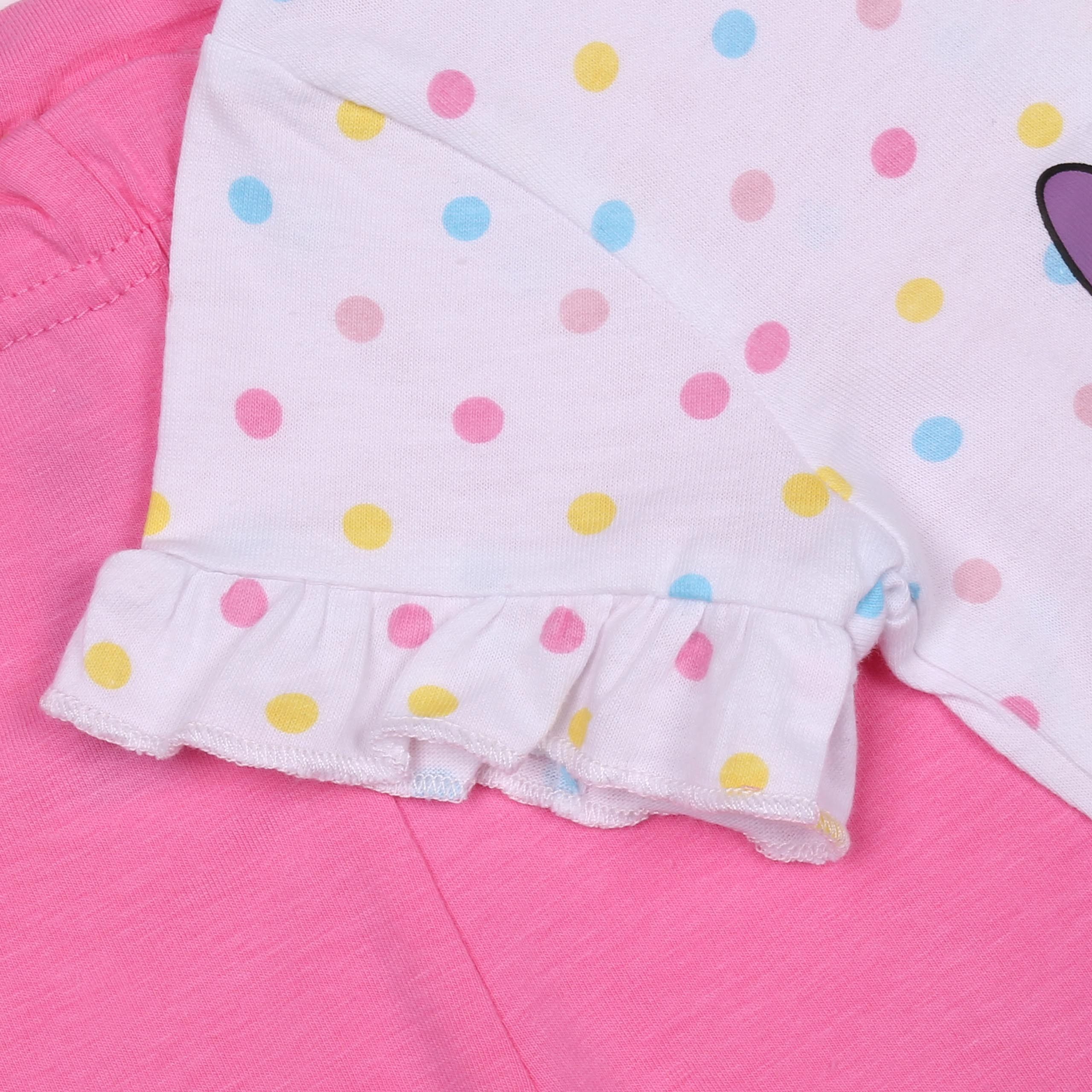 Disney T-Shirt & Shorts Disney Stitch Weiß-rosa gepunktetes Babyset T-Shirt + Shorts 6 Monate