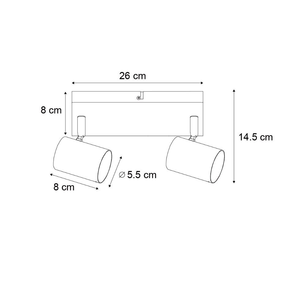 Qazqa LED Aufbaustrahler Jeana, ohne Leuchtmittel, GU10, Schwarz, Modern, Stahl, 2-flammig