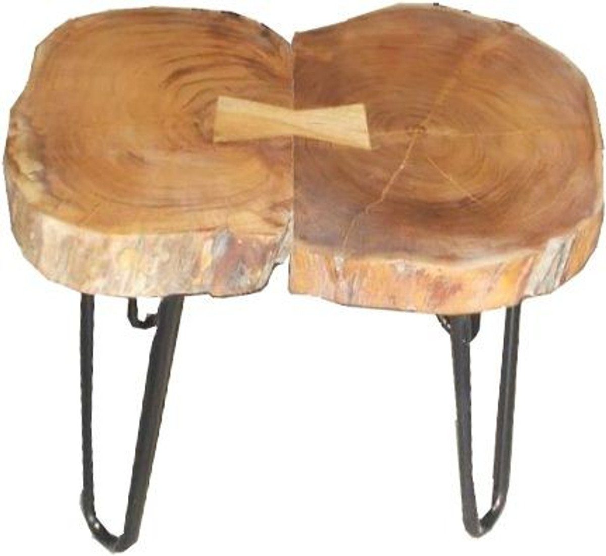 Casa Padrino Beistelltisch Beistelltisch Akazien Holz / Eisen 55 - 70 cm - Industrial Möbel Hocker Tisch