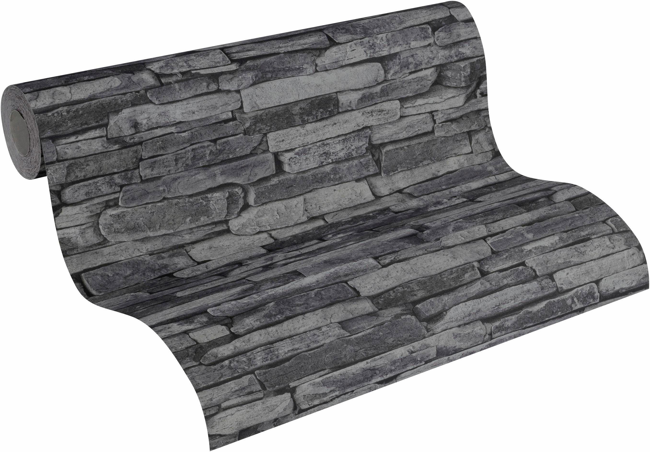 living walls Vliestapete Best of Wood`n Stone 2nd Edition, Steinoptik, Modern Tapete Stein Grau Schwarz