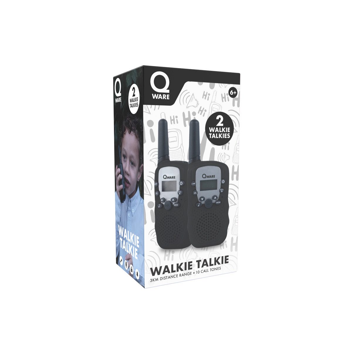 Qware Gaming Walkie Talkie Walkie-Talkie Set – 3 km Reichweite, 10 Kanäle & Taschenlampe Blau
