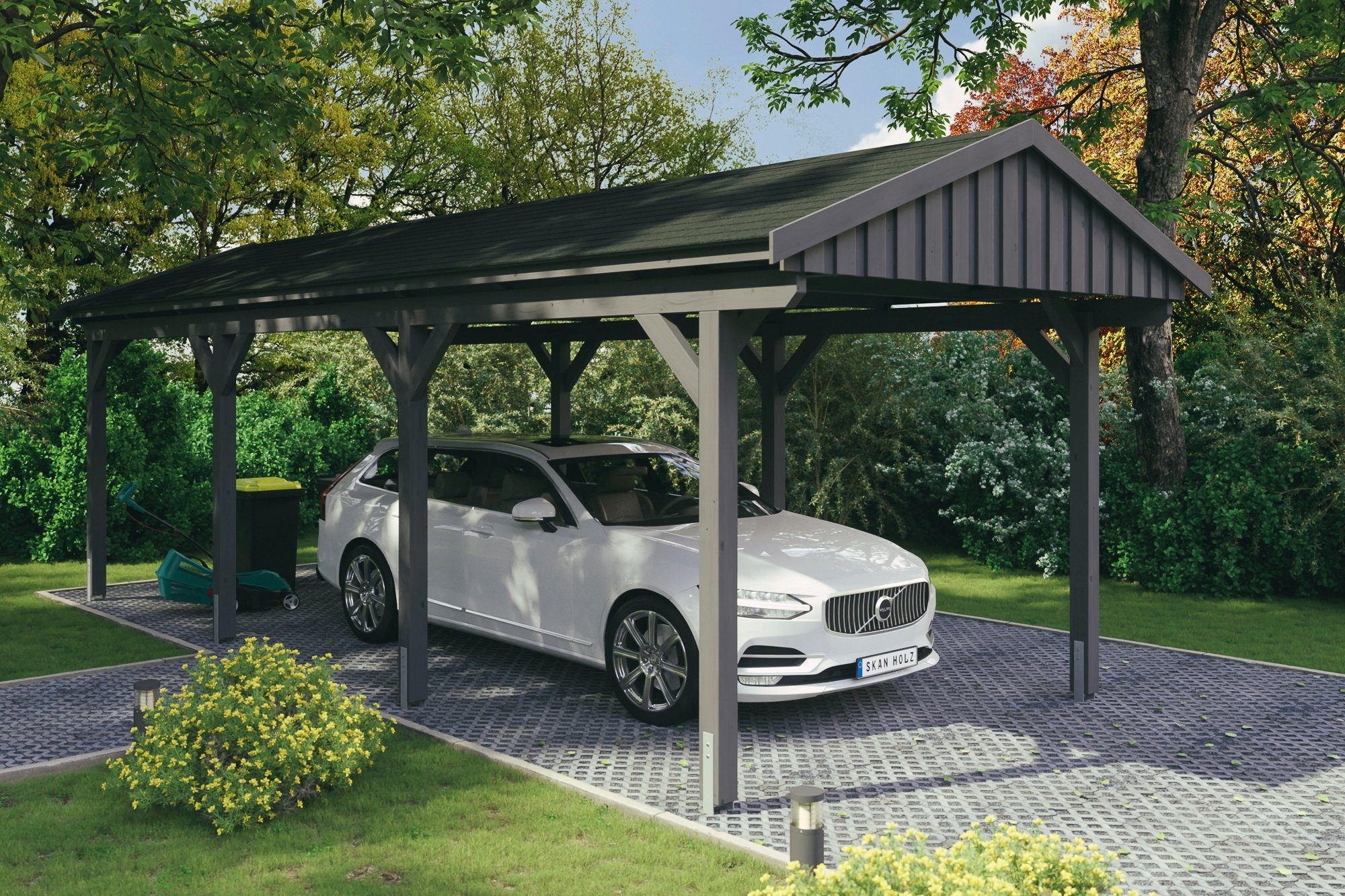 317x808 Einfahrtshöhe, Skanholz 273 cm Einzelcarport cm, Schindeln BxT: mit Fichtelberg, schwarzen