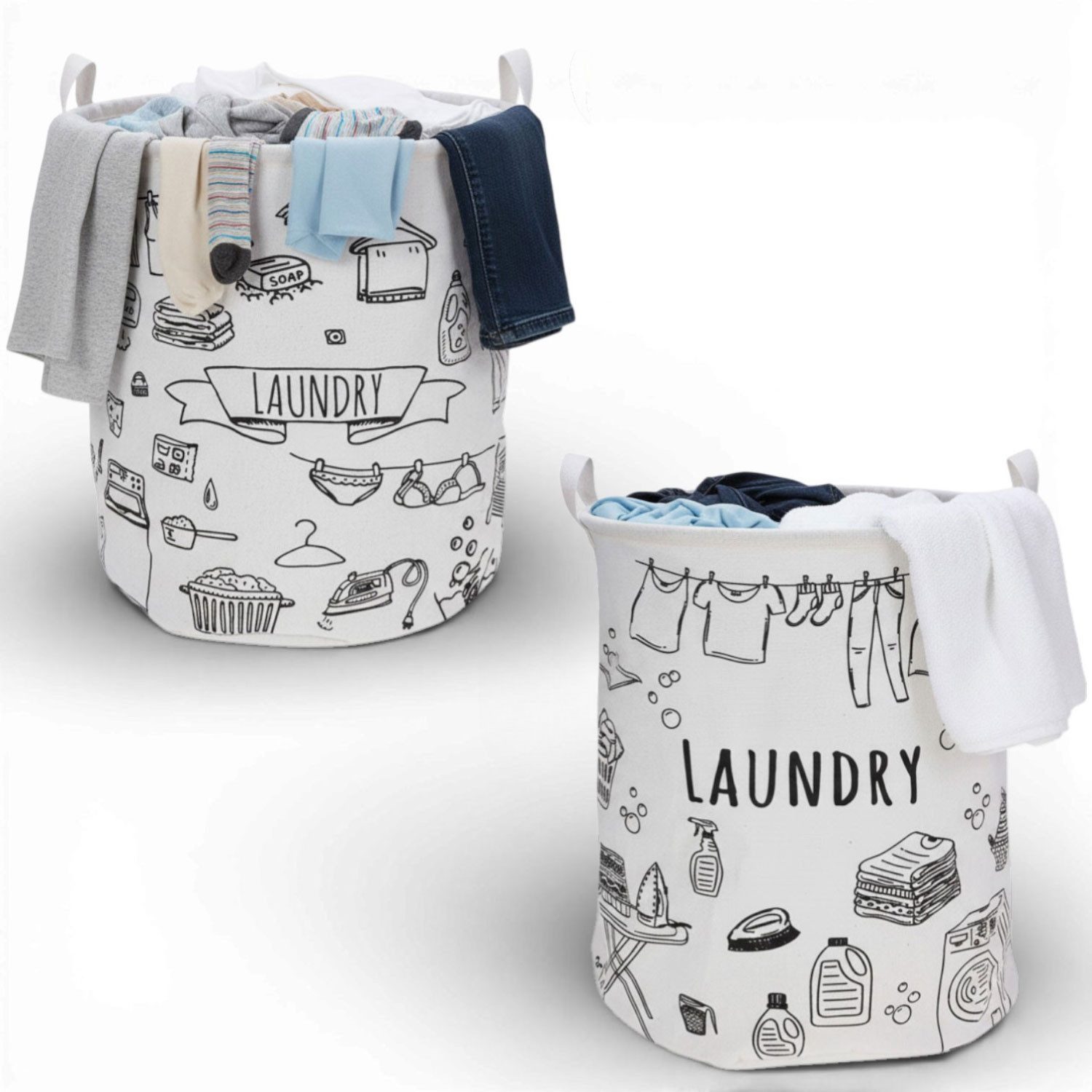 LS-LebenStil Wäschekorb Wäschesack Canvas Laundry 50cm Faltbar Wäschesammler (Vintage 62L Faltbar Wäschetruhe Wäschebox Wäschesammler, 1 St., Wäschesortierer Aufbewahrungsbox für Kleidung Handtücher Spielzeug)