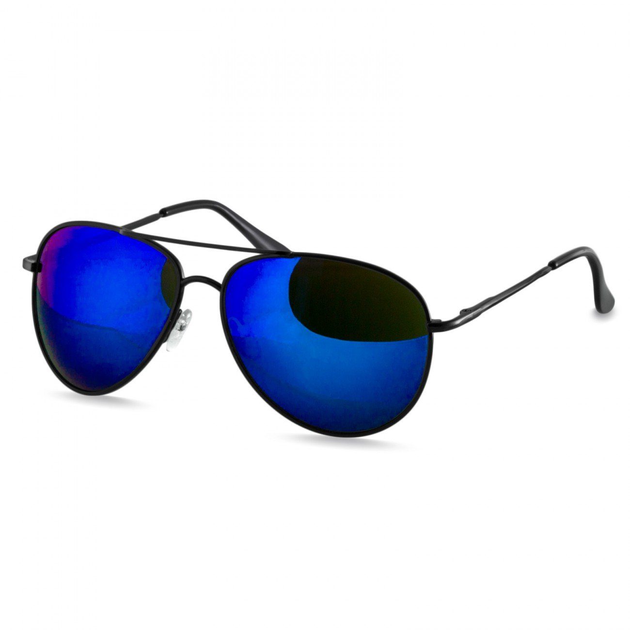 Caspar Sonnenbrille SG013 klassische Unisex Retro Pilotenbrille schwarz / blau verspiegelt