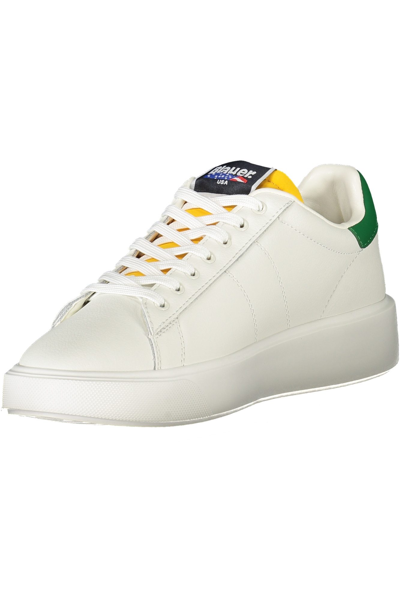 Blauer Sneaker Weißer Herren-Sportschuh mit grünen Details und