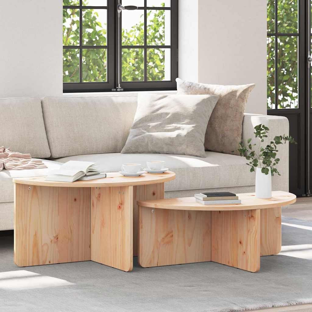 vidaXL Couchtisch Couchtisch 2 stk. Natur 79 x 39,5 x 40 cm Massivholz Kiefer (2-St)