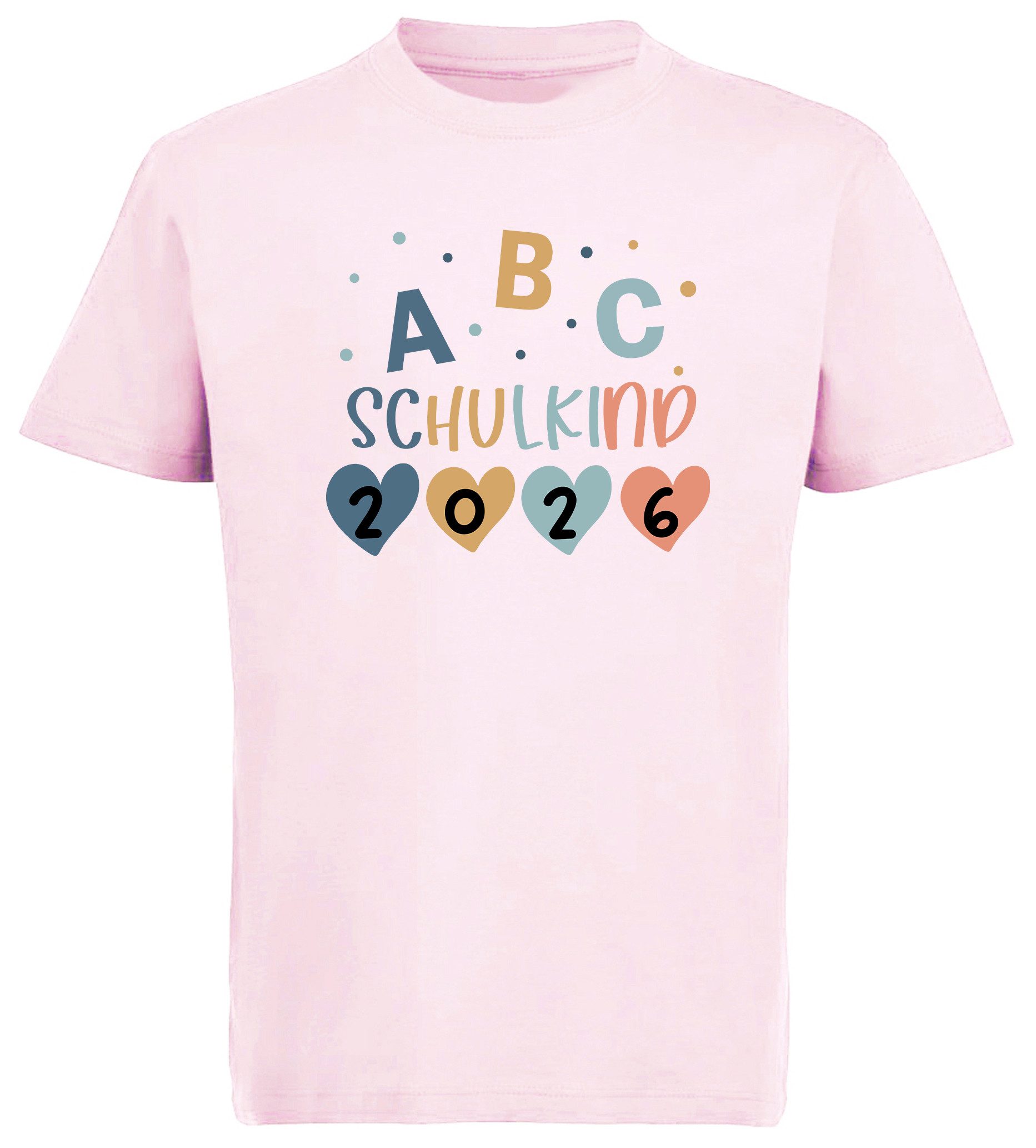 MyDesign24 T-Shirt Kinder Einschulungs T-Shirt 2026 ABC Schulkind rosa kurzarm Regular Fit print Shirt i779