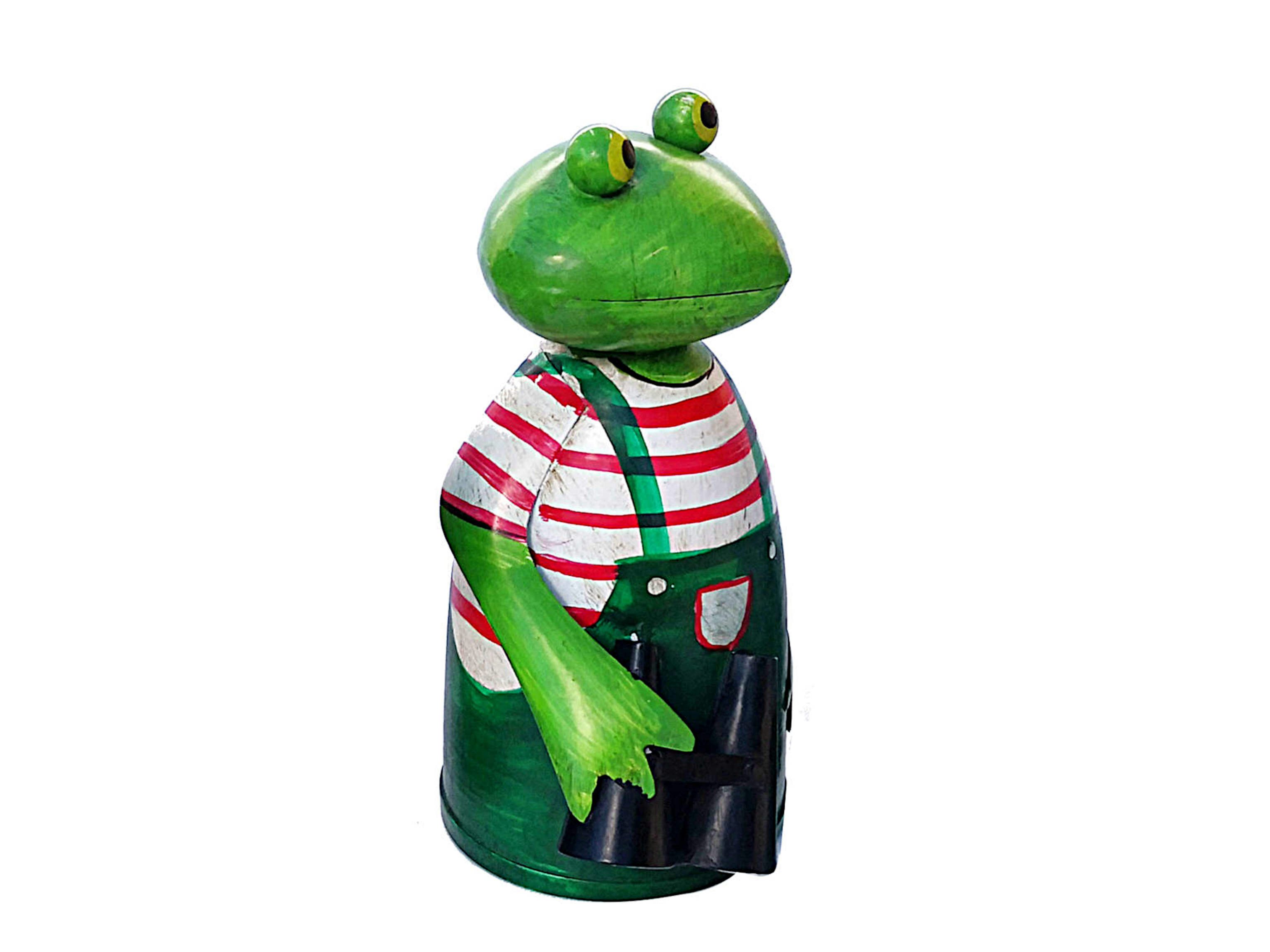 Paulslandhaus Gartenfigur Zaunhocker FROSCH mit FERNGLAS Pfostenhocker Spanner - Voyeurfrosch