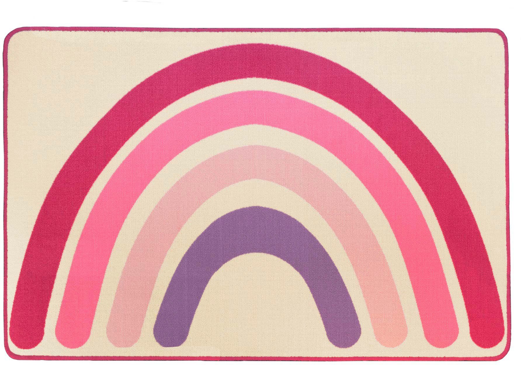 Primaflor-Ideen in Textil Kinderteppich RAINBOW, rechteckig, Höhe: 5 mm, Kurzflor, Motiv Regenbogen, Kinderzimmer