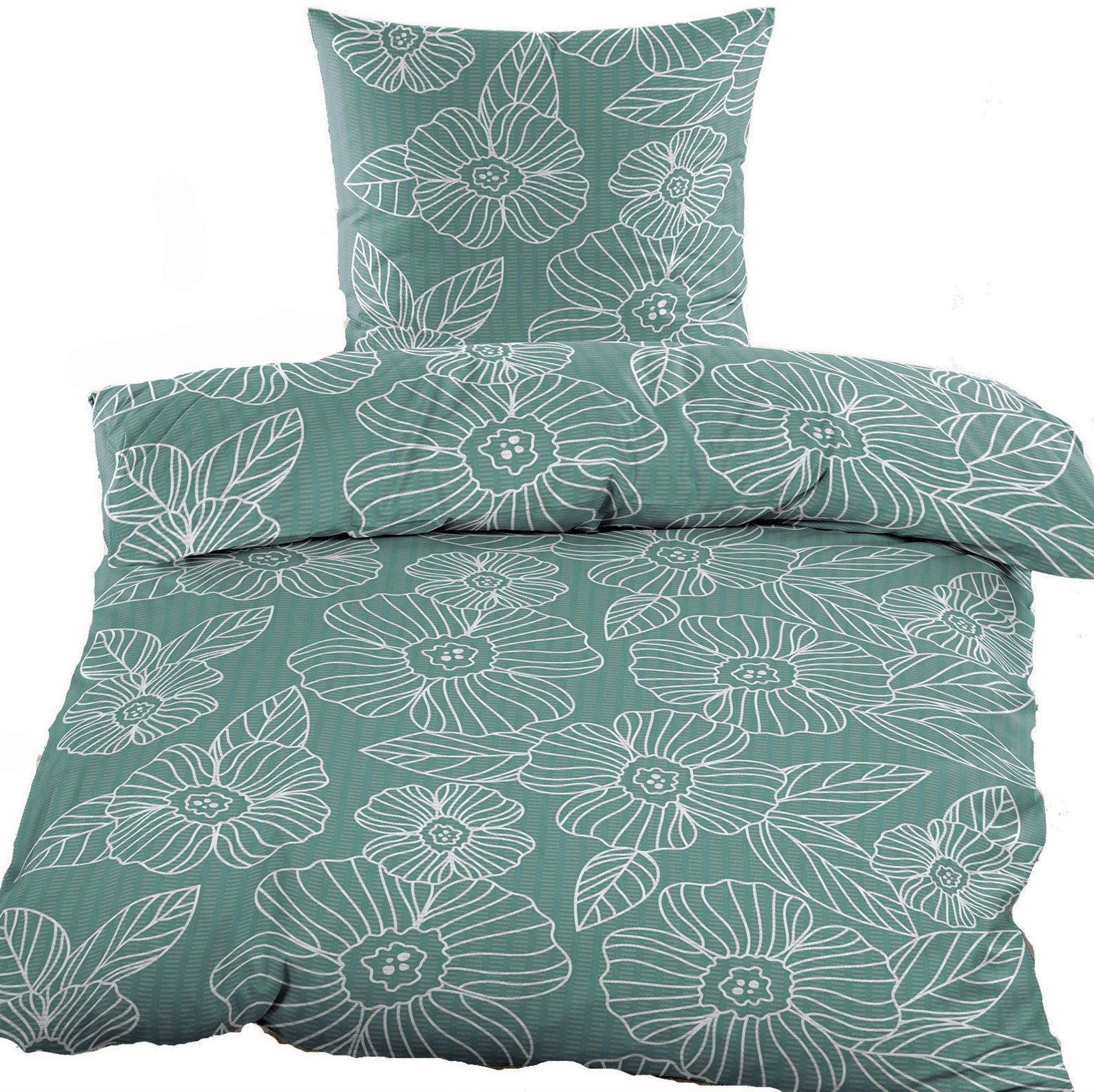 KH-Haushaltshandel Bettwäsche 4-tlg. Seersucker Bettwäsche 2x (135x200 +80x günstig online kaufen