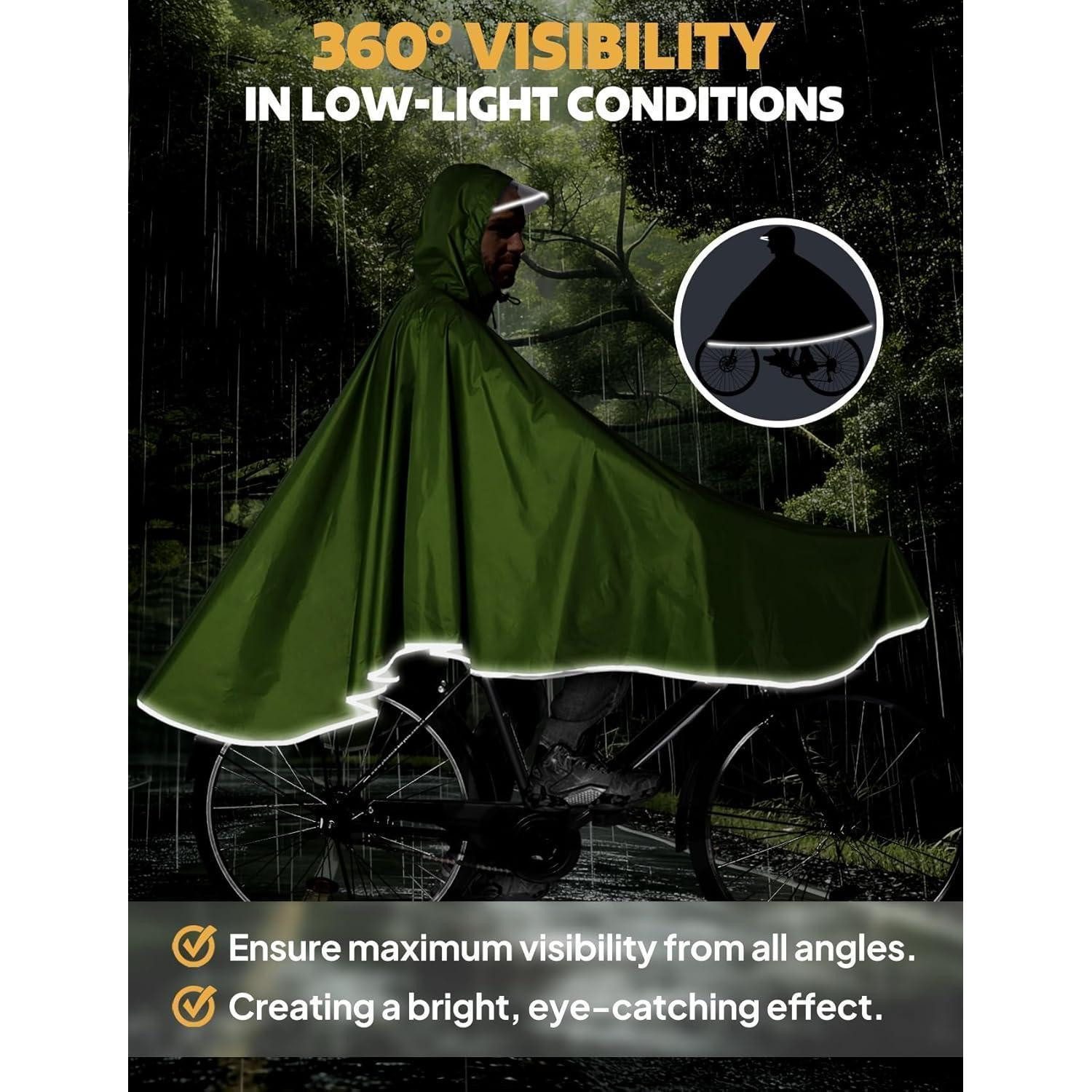 LuxusKollektion Campingstuhl Wasserdichter Radfahren Regenponcho mit Kapuze und reflektierenden – Bild 5 von 5