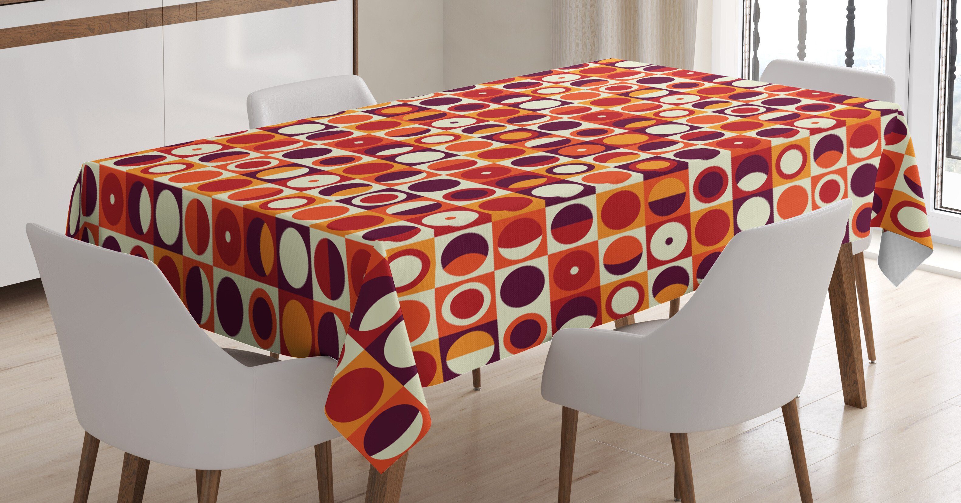 Abakuhaus Ovals geeignet Für Außen Tischdecke Klare Sixties Waschbar Geometrisch den Farbfest Farben, Bereich Style