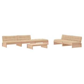 vidaXL Gartenlounge-Set 6-tlg. Garten-Lounge-Set mit Kissen Massivholz, (6-tlg)