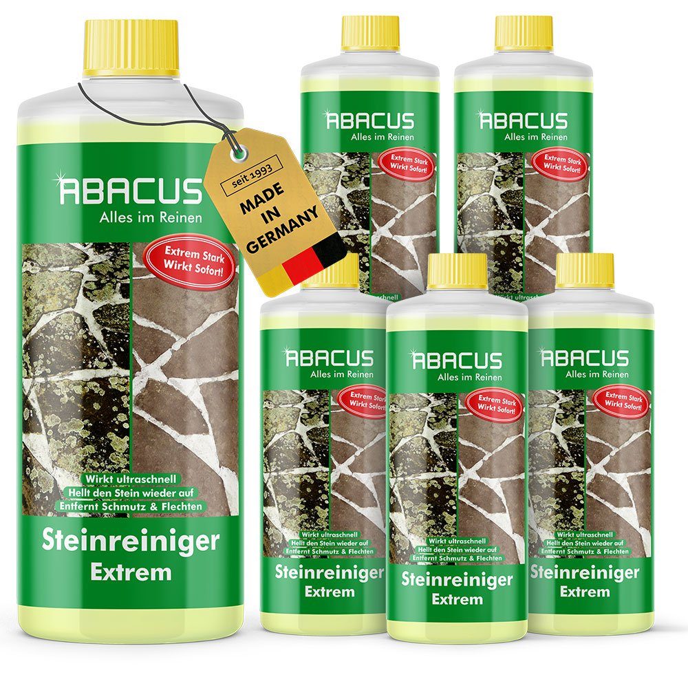 Flechtenentferner, und Grünbelagentferner 6x1000ml (Entfernt ABACUS Steinreiniger Flechten, Grünbelag [- Steinreiniger Steinreiniger Extrem, Extrem außen Algen, Schmutz, mit sofort Intensiv Sofortwirkung)