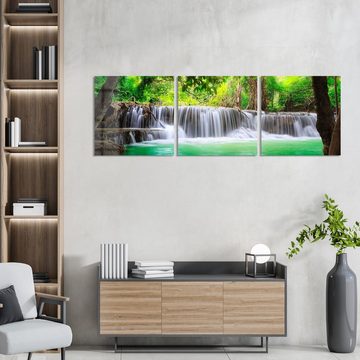 DEQORI Glasbild 'Wasserfall im Regenwald', 'Wasserfall im Regenwald', Glas Wandbild Bild schwebend modern