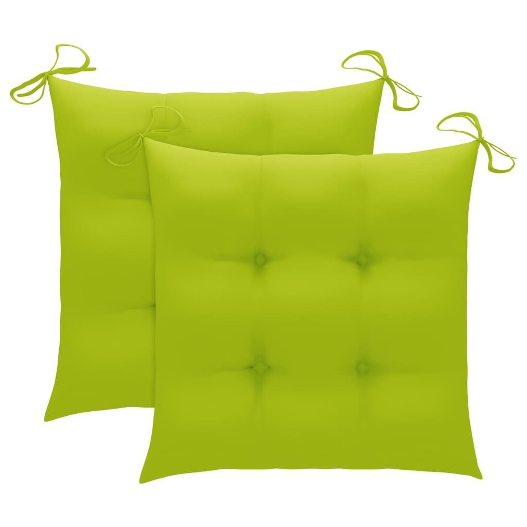furnicato Gartenstuhl Gartenstuhl-Set aus Naturholz mit hellgrünen Kissen, 58x60x90 cm, Witterungsbeständige Sitzgruppe mit Polstern für den Landhausgarten