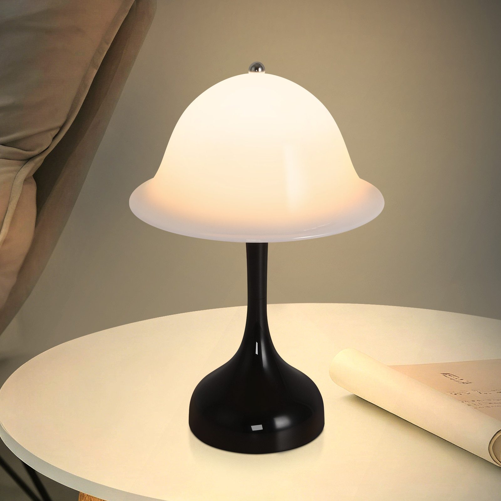 ZMH LED Tischleuchte Akku Tischlampe Aufladbar Touch Dimmbar Schlafzimmerlampe, USB-Ladefunktion, LED fest integriert, 2000K-6500k, Kabellose Nachttischleuchte Tragbare Lampe für Wohnzimmer