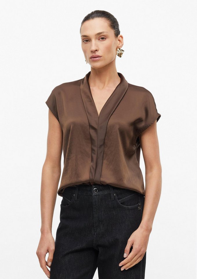 s.Oliver Kurzarmshirt T-Shirt T-Shirt aus Viskosemix mit Faltendetail