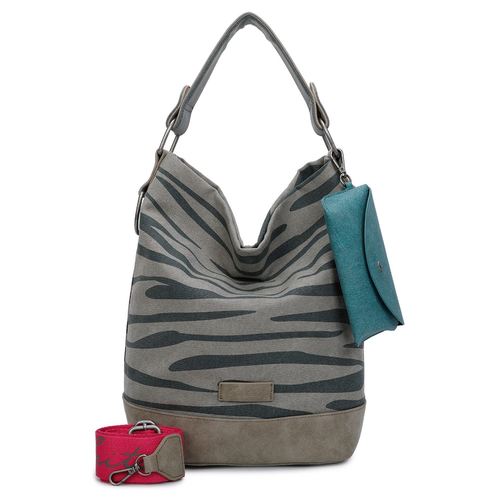 Fritzi aus Preußen Schultertasche Izzy07 Olga, Baumwolle zebra wild