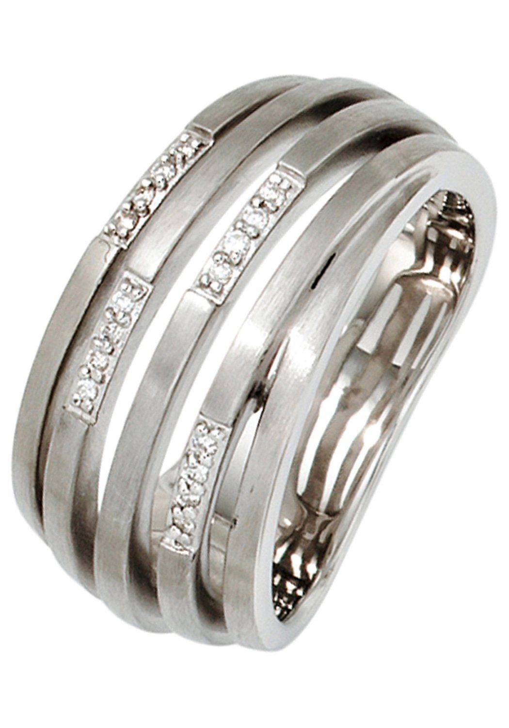 JOBO Diamantring, breit 925 Silber mit 16 Diamanten