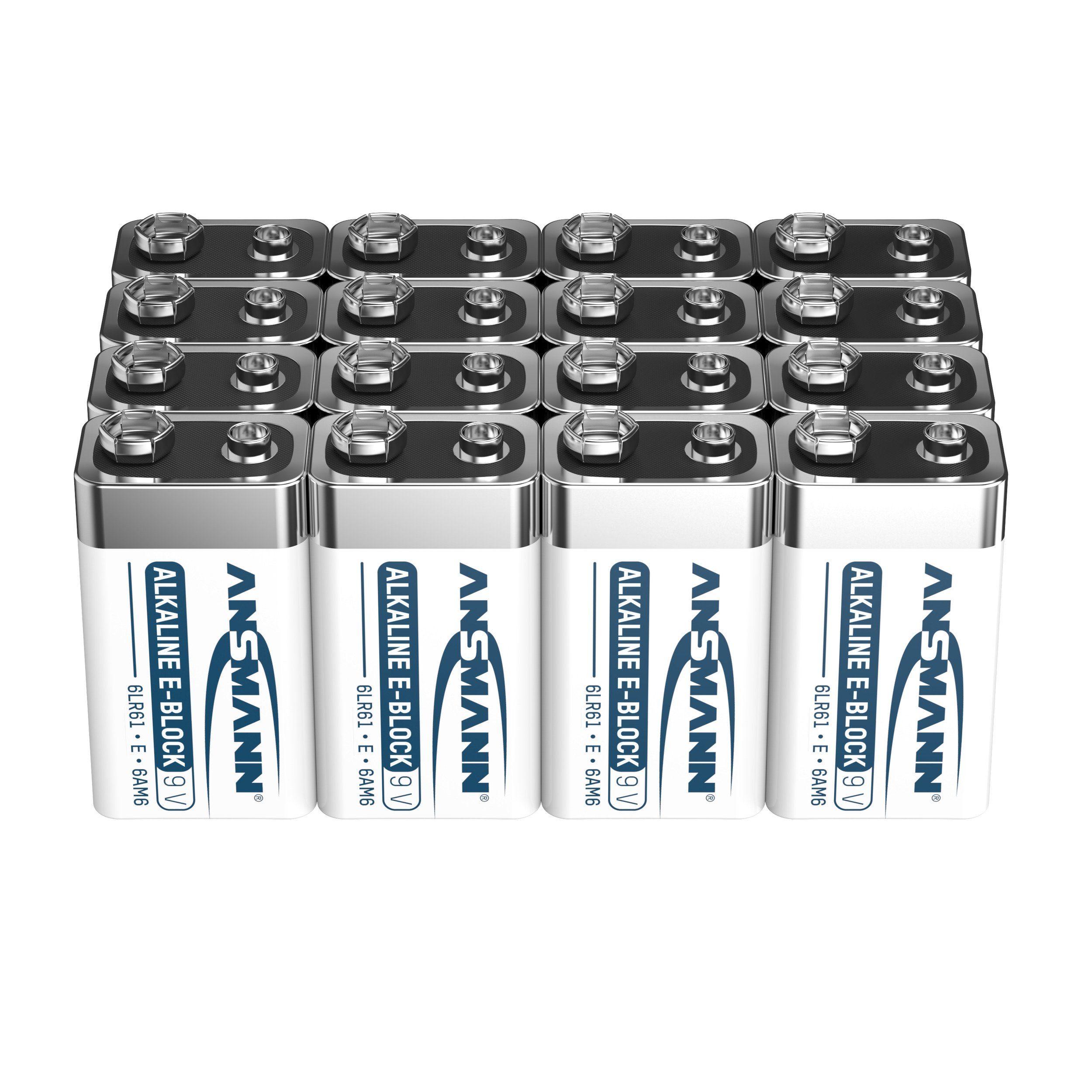 ANSMANN® Alkaline longlife 9V Block Batterien (16 Stück) - ideal für Rauchmelder Batterie