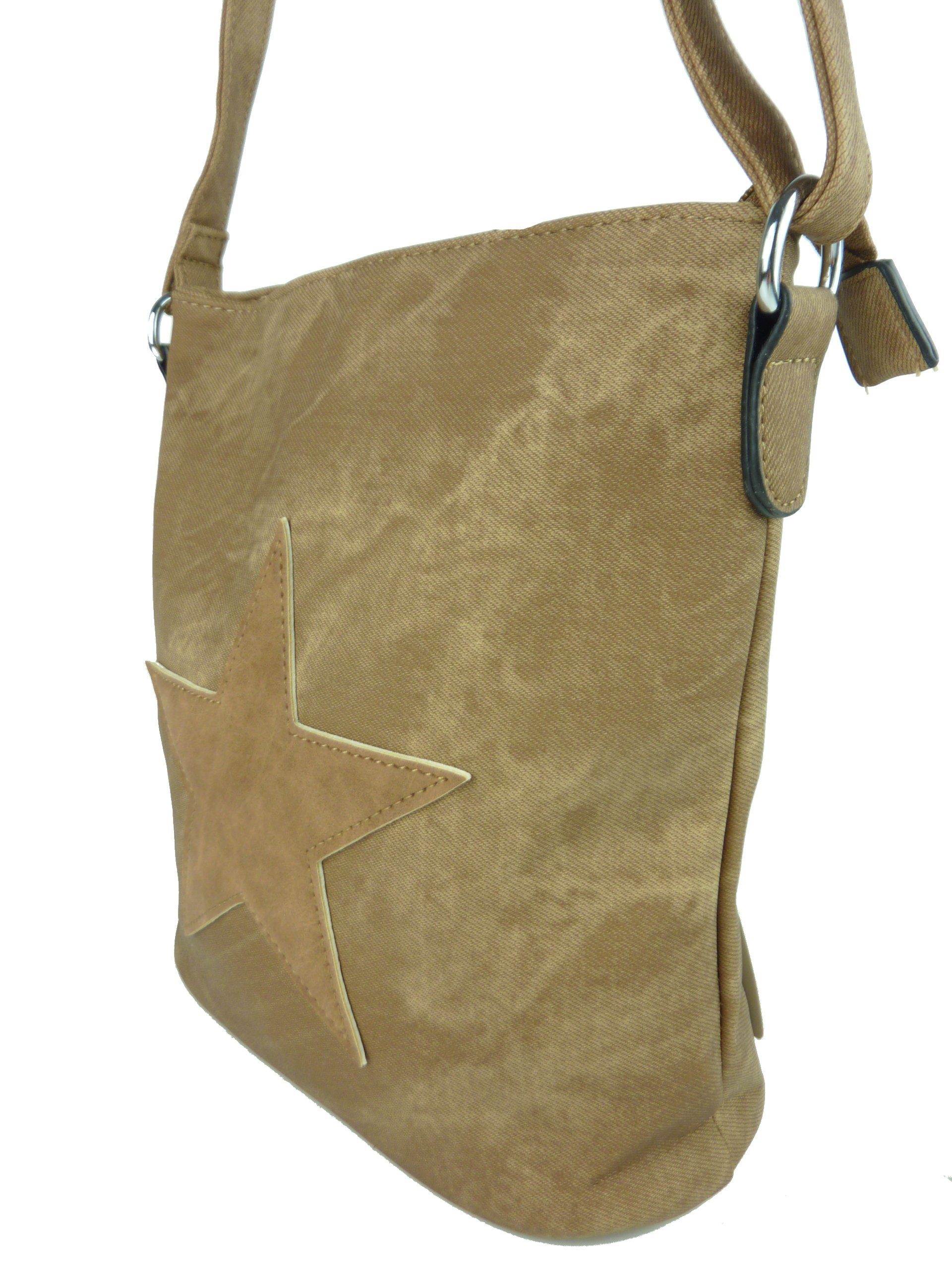 Taschen4life Umhängetasche kleine Damen Tasche 8395 / Schultertasche mit Stern, verstellbarer Trageriemen (Schultertasche), crossover tragbar