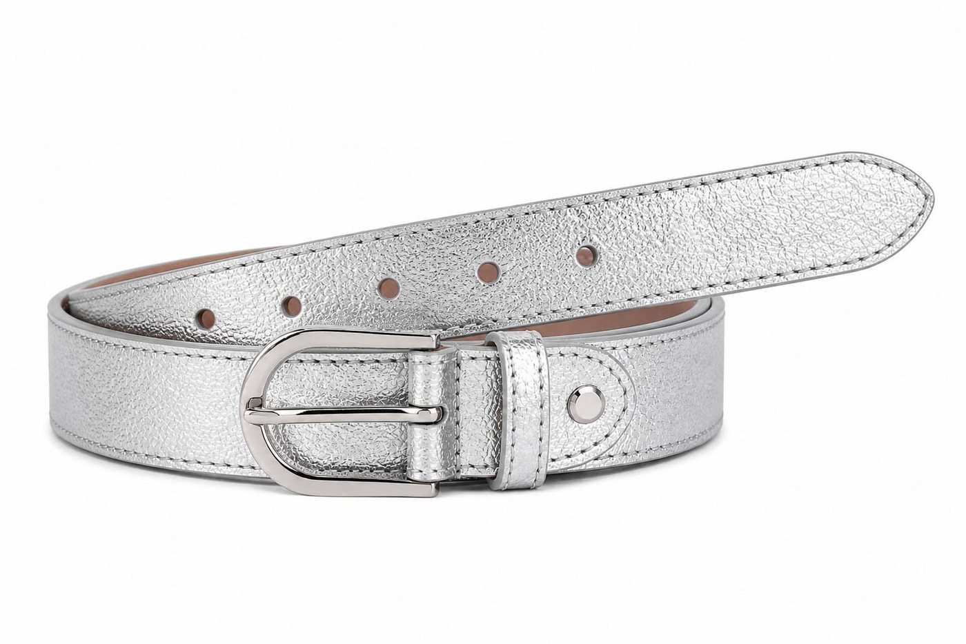 Fomax Ledergürtel Damen 3 cm Echtleder, Made in Italy, Silber-Schließe Anzuggürtel, Jeansgürtel für Kleid & Stoffhosen, kürzbar