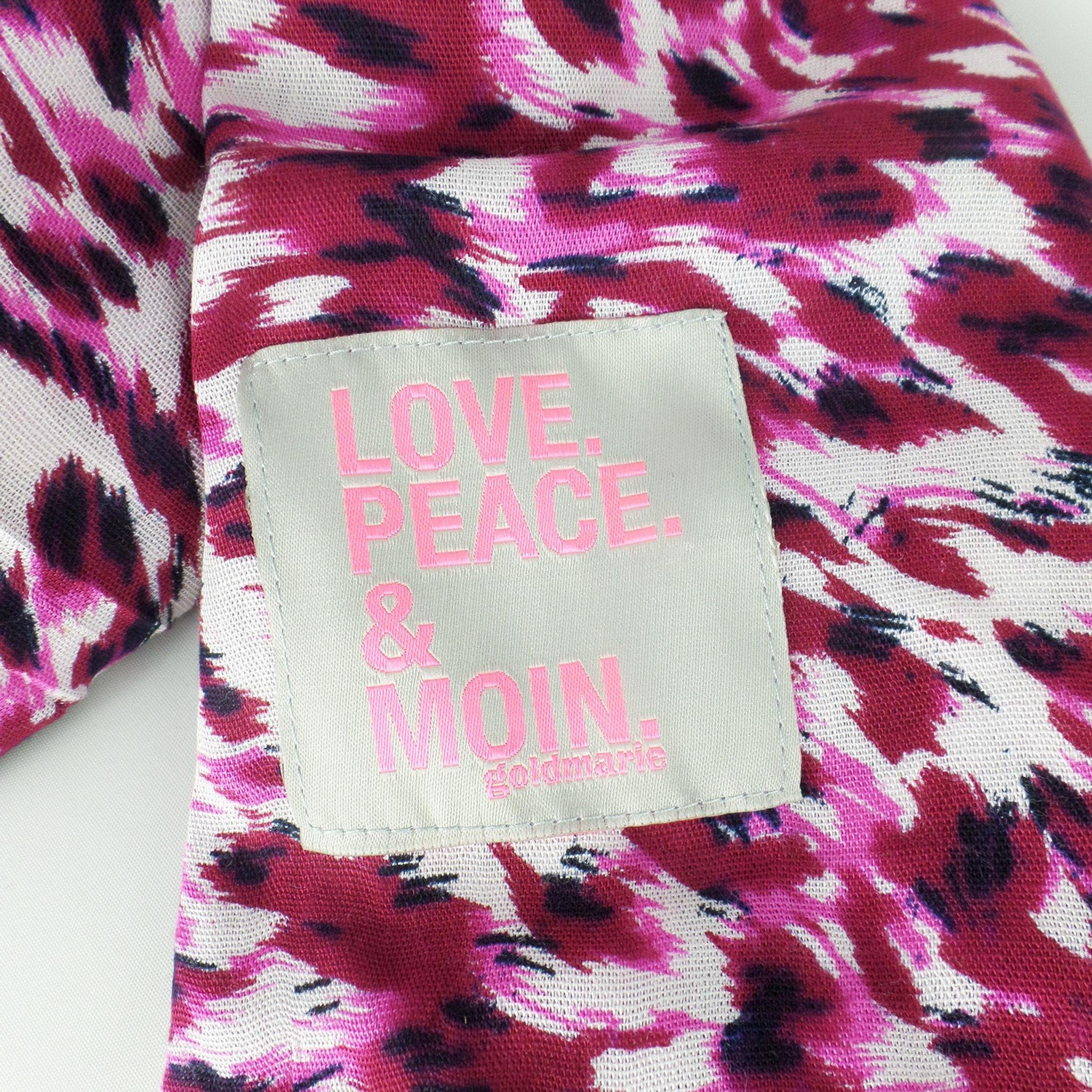 Mix PEACE MOIN Halstuch beere-pink-weiß, mit Leo goldmarie Fransen Muster LOVE Tuch