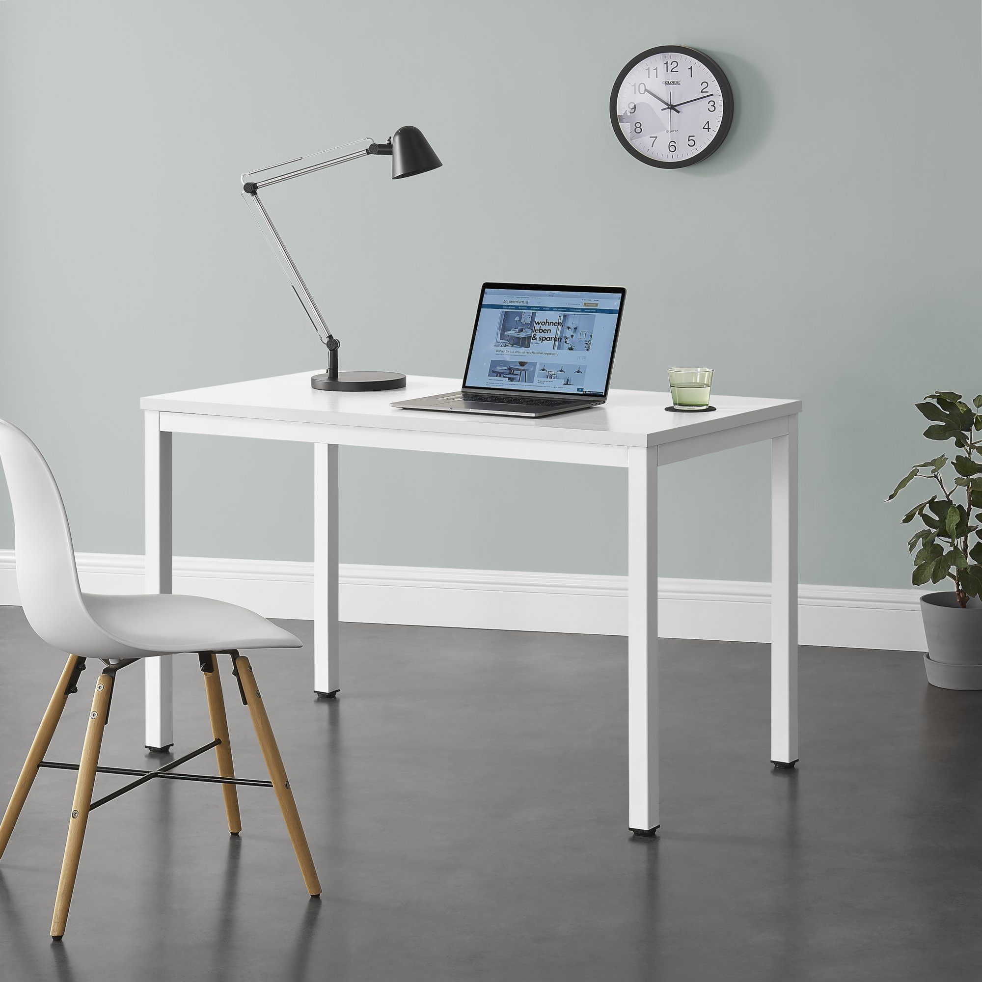 »Odense« Weiß Schreibtisch, Computertisch 75x120x60cm Bürotisch en.casa