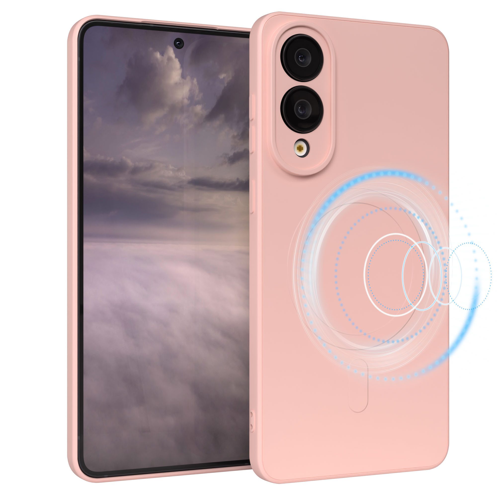 EAZY CASE Handyhülle für Samsung Galaxy S25 Edge Hülle Silikon 6,7 Zoll, MagSafe Schutzhülle Silikoncover mit Kameraschutz Rosa / Altrosa
