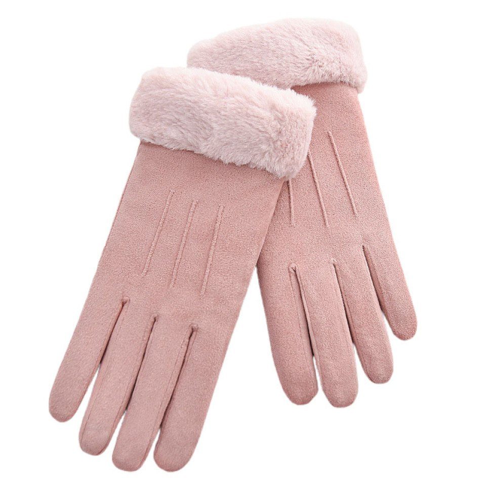 Blusmart Fleecehandschuhe Wildlederstoff Elastischer Weinrot Damen-Winter-Fleece-Handschuhe