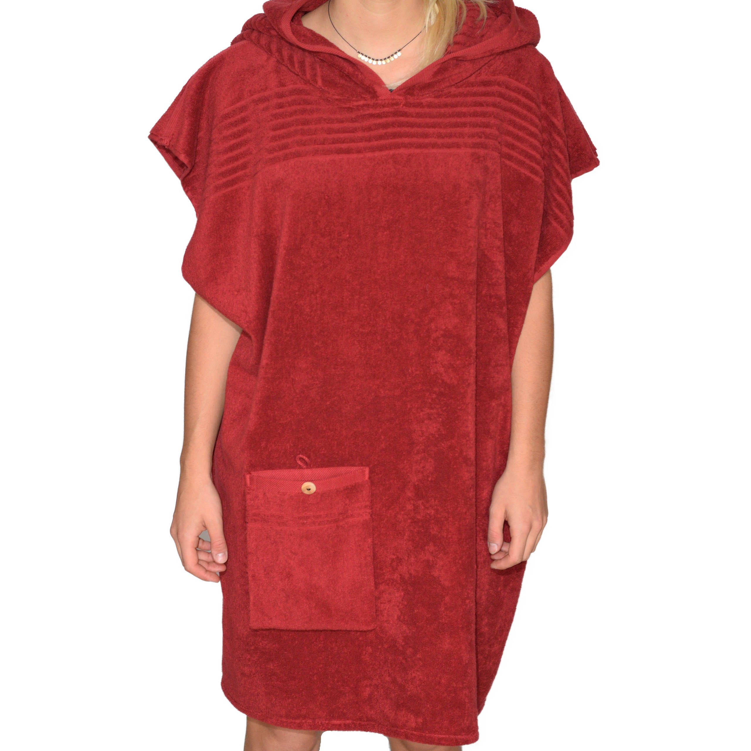 Lou-i Badeponcho Badeponcho Bio-Baumwolle Made in Germany Surfponcho, Kapuze, Tasche mit Knopf, mit Kapuze und Tasche