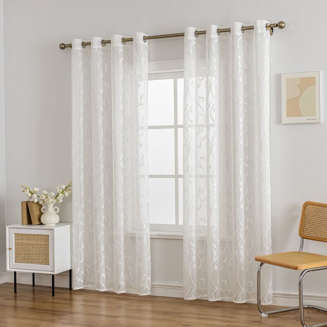 BYSURE Gardine (2 St), Ösen, halbtransparent, Stickerei Vorhänge günstig online kaufen