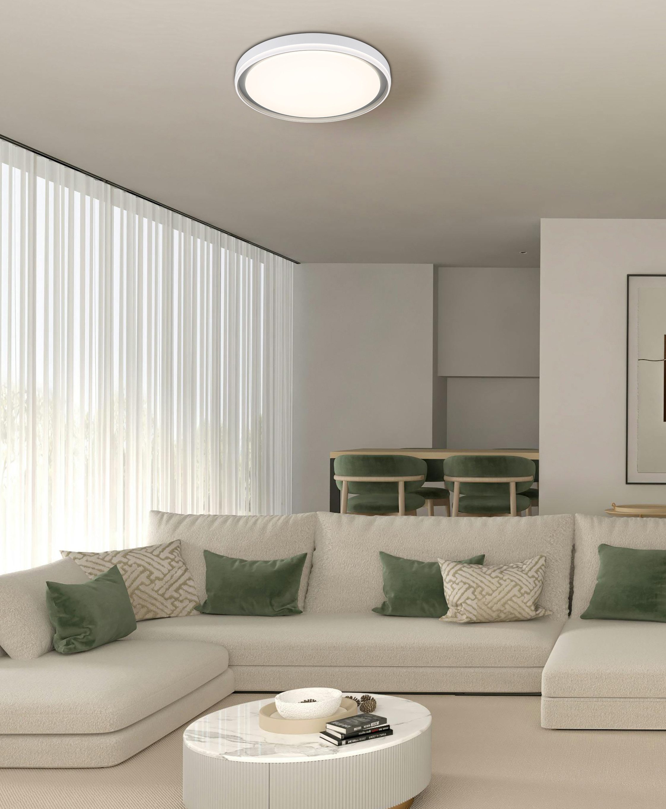 GLOBO LIGHTING Deckenleuchte JANICE, LED fest integriert, Dimmbarer weißer LED-Deckenleuchte mit RGB Farbwechsler