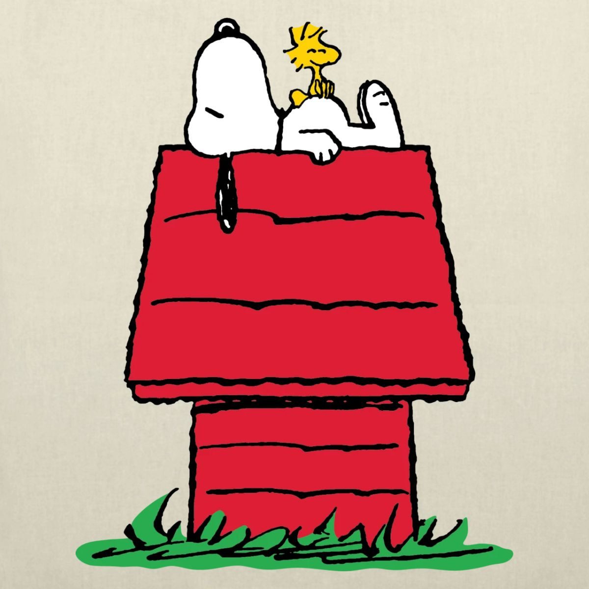 Spreadshirt Henkeltasche Peanuts Snoopy Und Die Hundehütte Stoffbeutel (1-tlg)